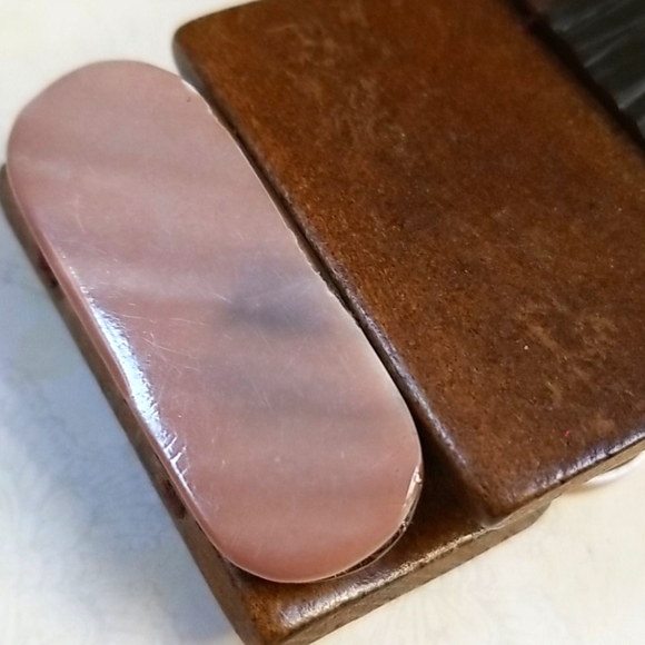 Vintage 1970s Wood and Acrylic Stretch Cuff Bracelet - Picture 14 of 16